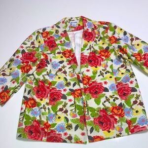 Blair floral cross stitch print colorful blazer Size L